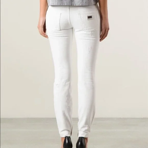 Dolce & Gabbana White Distressed Skinny Jeans Cute Fit - Sz 40